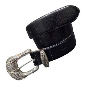 Vintage Linda Allard For Ellen Tracy Black Italian Suede Calfskin Belt Medium‎